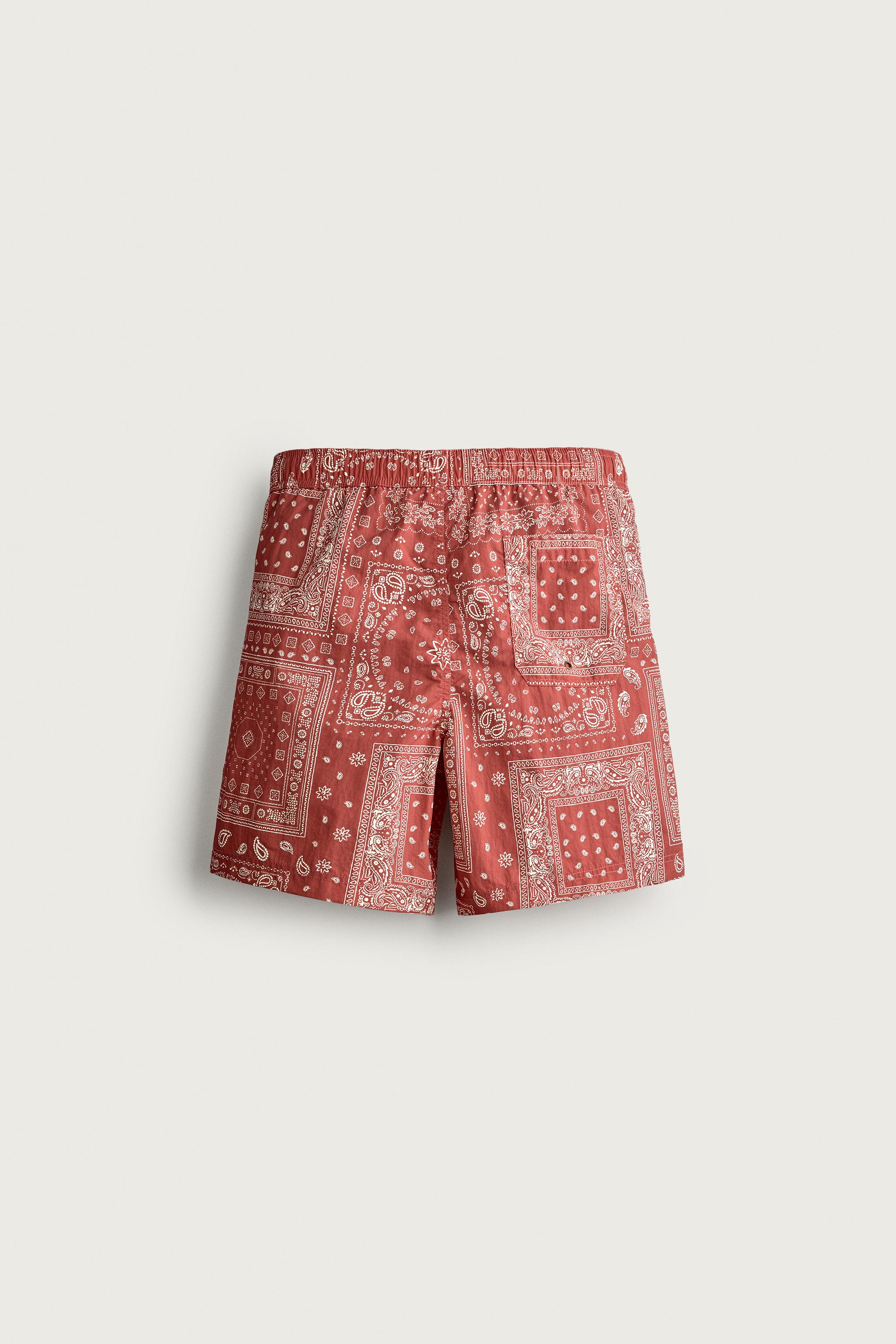 BANDANA PRINT LONG SWIM SHORTS